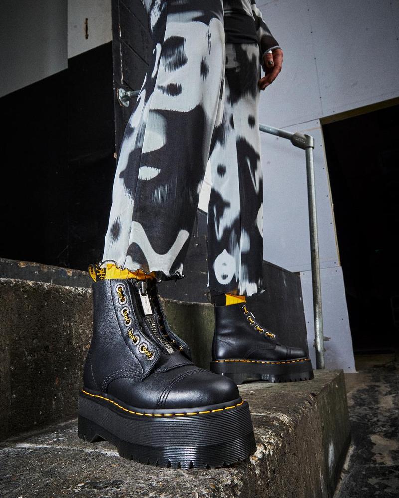 Dr Martens Sinclair Max Pisa Leren Platform Laarzen Dames Zwart | NL 526UZG